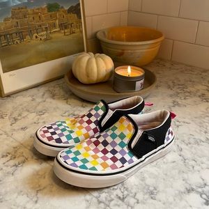 Kids Checkerboard Slip On Vans